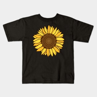 Hand drawn Mandala Sunflower Full of hope & Postivity Kids T-Shirt